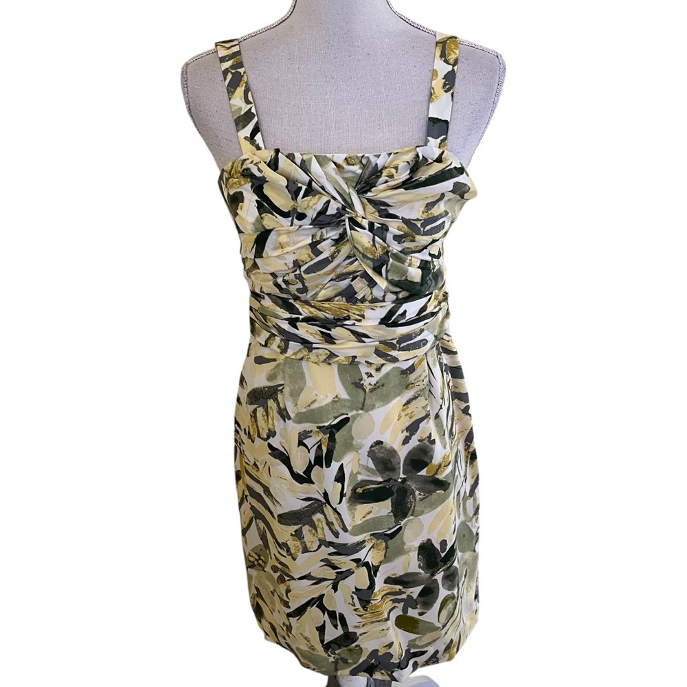 Banana Republic Yellow/Green Floral Silk Sleeveless Sheath Dress 2